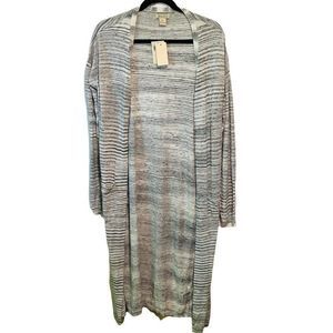 Lucky Brand Grey Cotton Long Line Minimalist Cardigan Sweater SZ medium